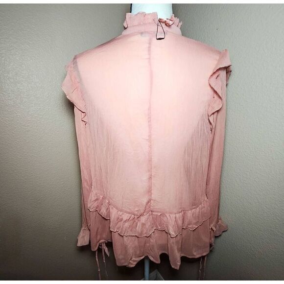 ZARA  Marsala Ruffled Blouse with Creased Effect Size Medium  NWOT - Picture 3 of 7